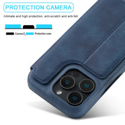 For iPhone 16 Pro Max LC.IMEEKE Hon Ancient Series Flip Leather Phone Case(Blue)