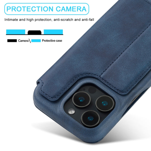 For iPhone 16 Pro Max LC.IMEEKE Hon Ancient Series Flip Leather Phone Case(Blue)