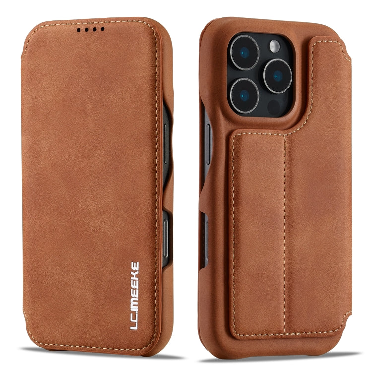 For iPhone 16 Pro Max LC.IMEEKE Hon Ancient Series Flip Leather Phone Case(Brown)