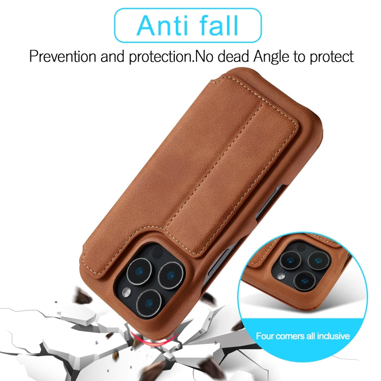 For iPhone 16 Pro Max LC.IMEEKE Hon Ancient Series Flip Leather Phone Case(Brown)