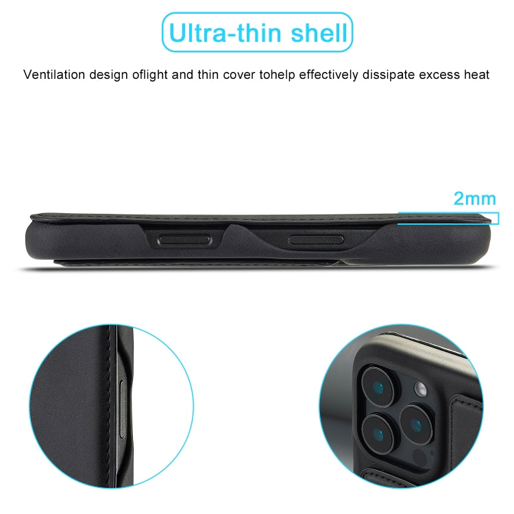 For iPhone 16 Pro LC.IMEEKE Hon Ancient Series Flip Leather Phone Case(Black)