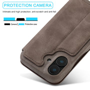 For iPhone 16 Plus LC.IMEEKE Hon Ancient Series Flip Leather Phone Case(Coffee)