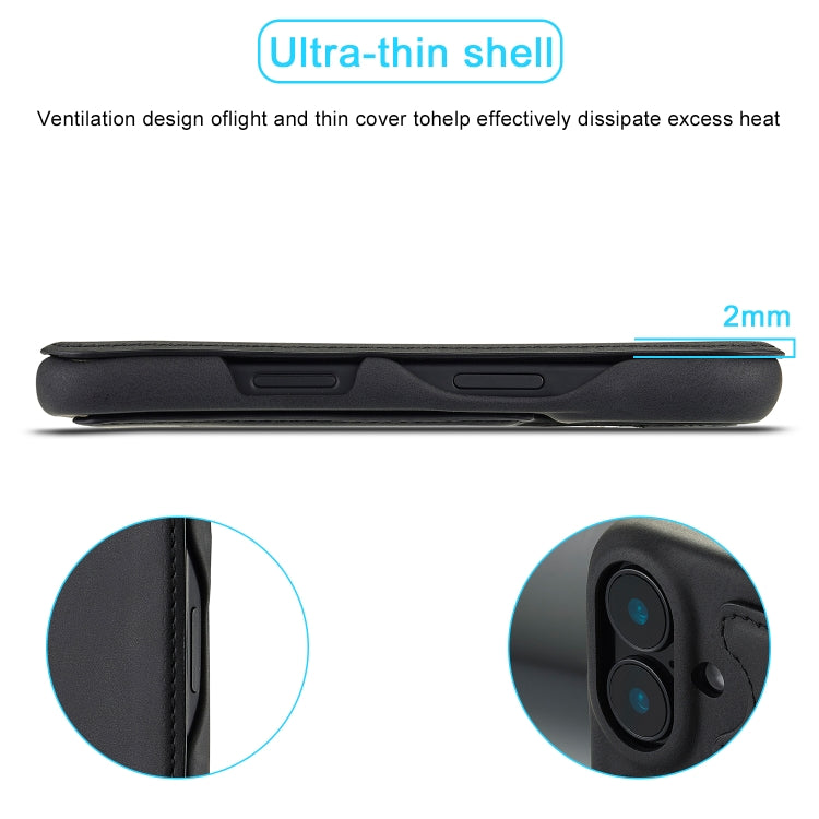 For iPhone 16 LC.IMEEKE Hon Ancient Series Flip Leather Phone Case(Black)