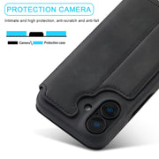 For iPhone 16 LC.IMEEKE Hon Ancient Series Flip Leather Phone Case(Black)