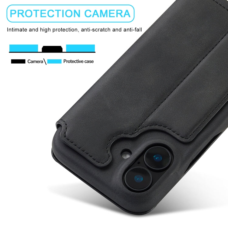 For iPhone 16 LC.IMEEKE Hon Ancient Series Flip Leather Phone Case(Black)