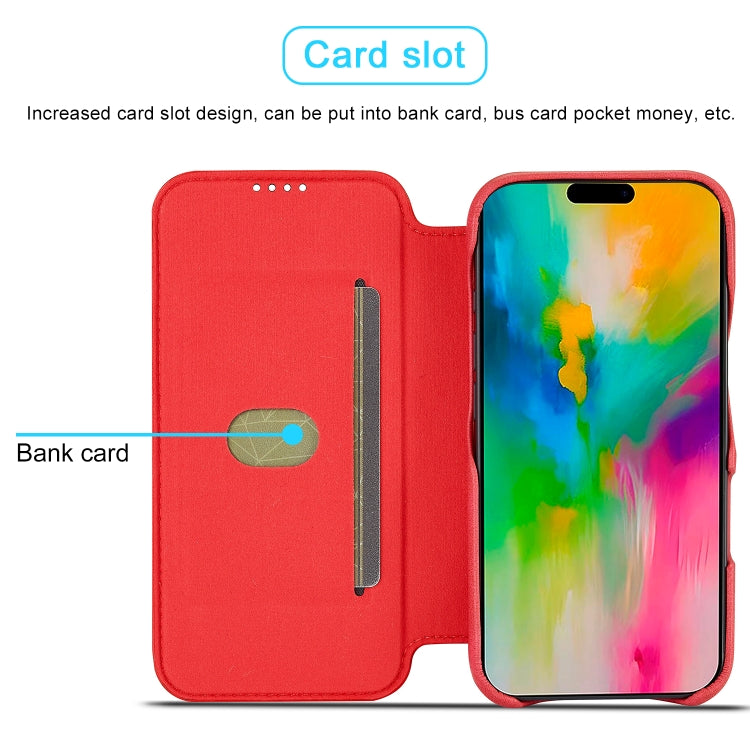 For iPhone 16 LC.IMEEKE Hon Ancient Series Flip Leather Phone Case(Red)