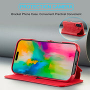 For iPhone 16 LC.IMEEKE Hon Ancient Series Flip Leather Phone Case(Red)
