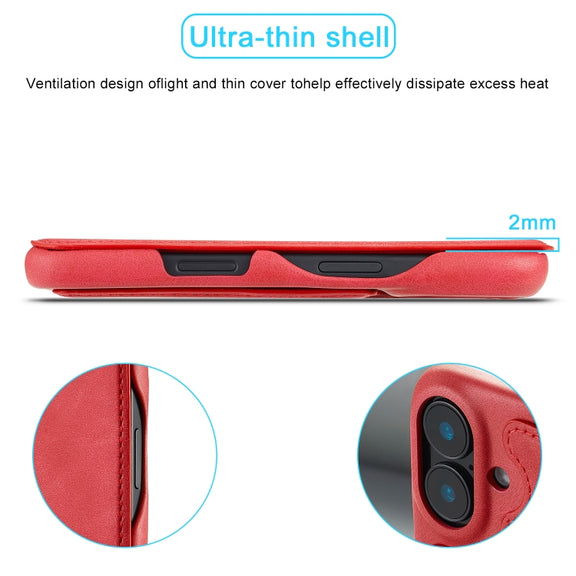 For iPhone 16 LC.IMEEKE Hon Ancient Series Flip Leather Phone Case(Red)