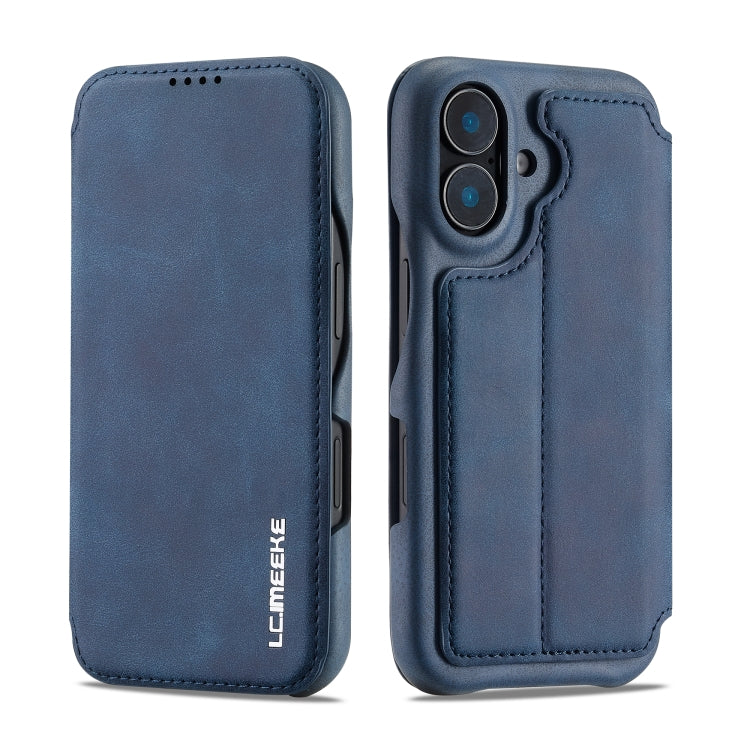 For iPhone 16 LC.IMEEKE Hon Ancient Series Flip Leather Phone Case(Blue)