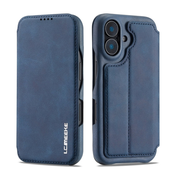 For iPhone 16 LC.IMEEKE Hon Ancient Series Flip Leather Phone Case(Blue)
