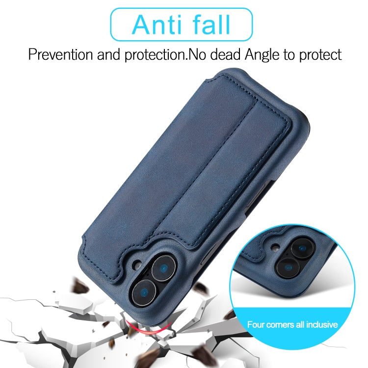 For iPhone 16 LC.IMEEKE Hon Ancient Series Flip Leather Phone Case(Blue)