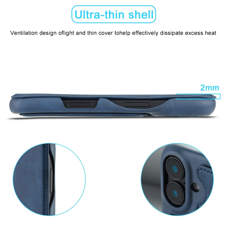 For iPhone 16 LC.IMEEKE Hon Ancient Series Flip Leather Phone Case(Blue)