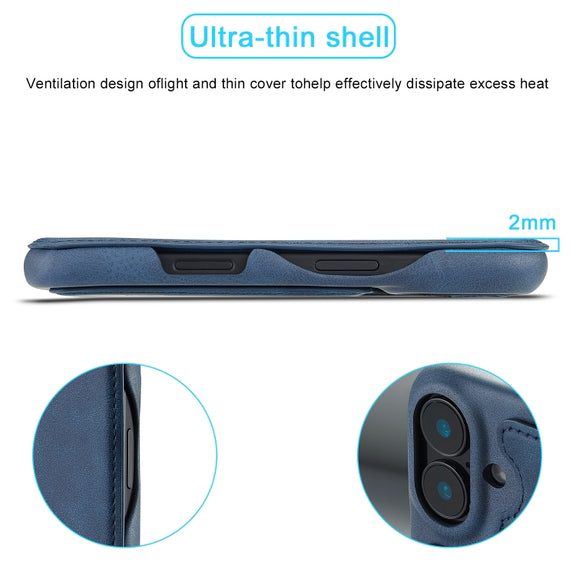 For iPhone 16 LC.IMEEKE Hon Ancient Series Flip Leather Phone Case(Blue)
