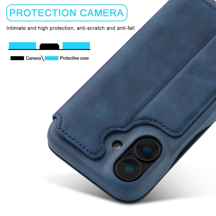 For iPhone 16 LC.IMEEKE Hon Ancient Series Flip Leather Phone Case(Blue)