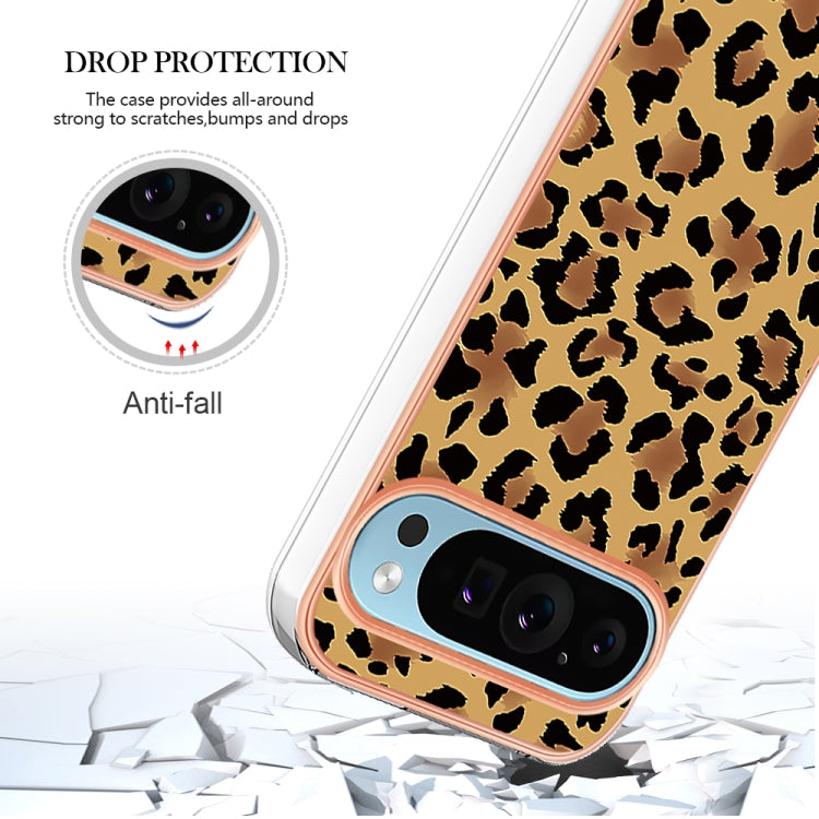 For Google Pixel 9 / 9 Pro Electroplating Dual-side IMD Phone Case(Leopard Print)