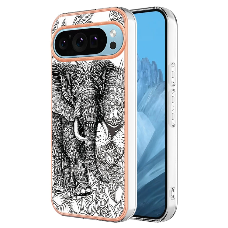 For Google Pixel 9 / 9 Pro Electroplating Dual-side IMD Phone Case(Totem Elephant)