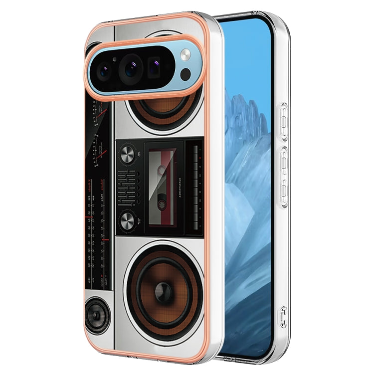 For Google Pixel 9 / 9 Pro Electroplating Dual-side IMD Phone Case(Retro Radio)