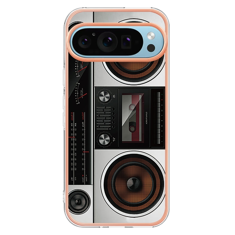 For Google Pixel 9 / 9 Pro Electroplating Dual-side IMD Phone Case(Retro Radio)
