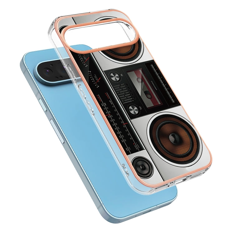 For Google Pixel 9 / 9 Pro Electroplating Dual-side IMD Phone Case(Retro Radio)