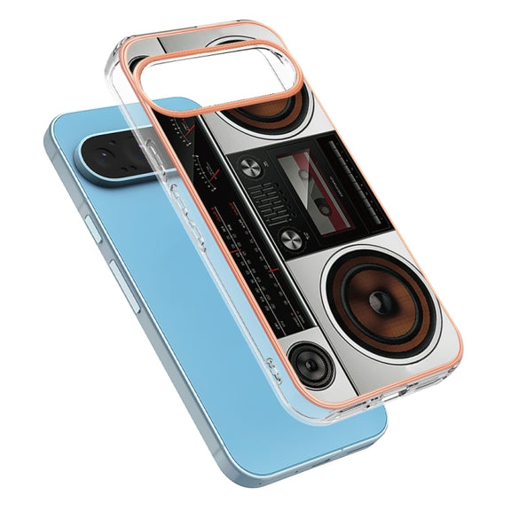 For Google Pixel 9 / 9 Pro Electroplating Dual-side IMD Phone Case(Retro Radio)