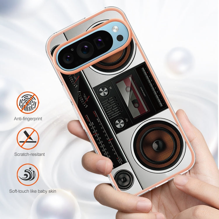 For Google Pixel 9 / 9 Pro Electroplating Dual-side IMD Phone Case(Retro Radio)