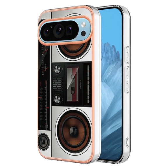 For Google Pixel 9 / 9 Pro Electroplating Dual-side IMD Phone Case(Retro Radio)