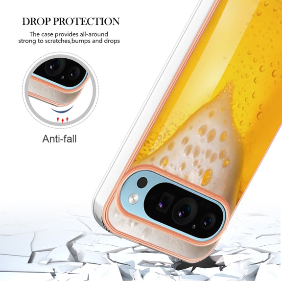 For Google Pixel 9 / 9 Pro Electroplating Dual-side IMD Phone Case(Draft Beer)