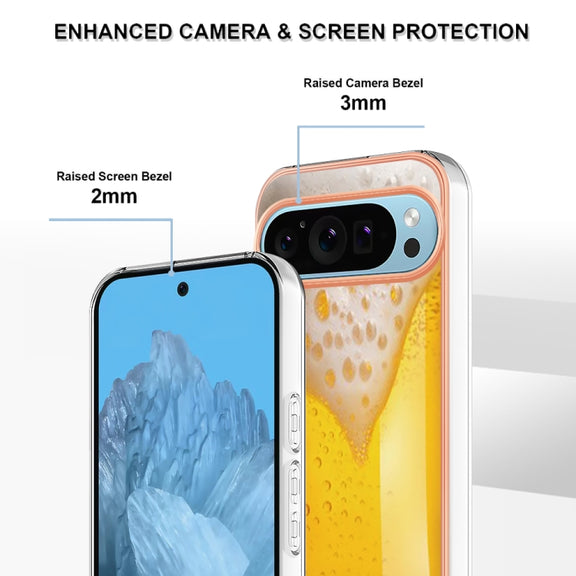 For Google Pixel 9 / 9 Pro Electroplating Dual-side IMD Phone Case(Draft Beer)