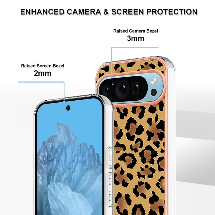For Google Pixel 9 Pro XL Electroplating Dual-side IMD Phone Case(Leopard Print)
