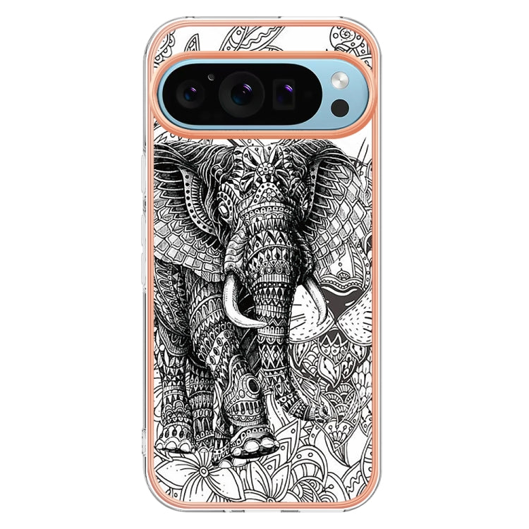 For Google Pixel 9 Pro XL Electroplating Dual-side IMD Phone Case(Totem Elephant)