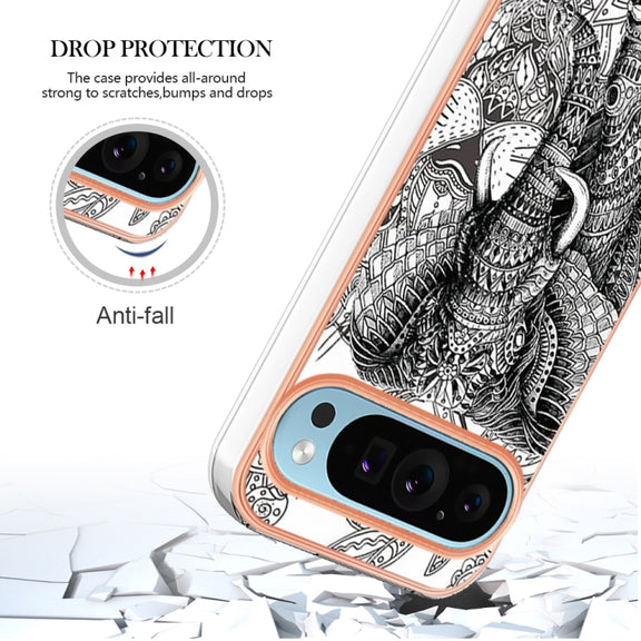 For Google Pixel 9 Pro XL Electroplating Dual-side IMD Phone Case(Totem Elephant)