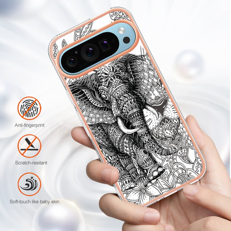 For Google Pixel 9 Pro XL Electroplating Dual-side IMD Phone Case(Totem Elephant)