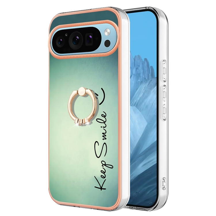For Google Pixel 9 Pro XL Electroplating Dual-side IMD Phone Case with Ring Holder(Smile)