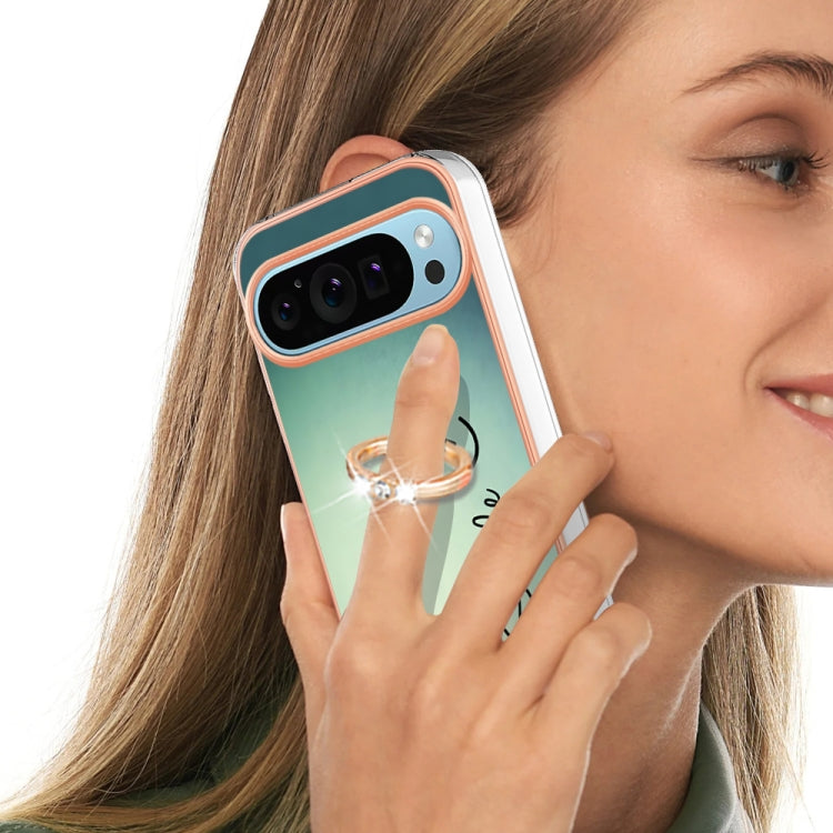 For Google Pixel 9 Pro XL Electroplating Dual-side IMD Phone Case with Ring Holder(Smile)