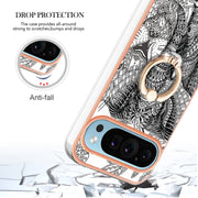 For Google Pixel 9 Pro XL Electroplating Dual-side IMD Phone Case with Ring Holder(Totem Elephant)