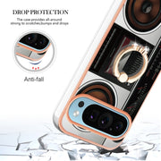 For Google Pixel 9 Pro XL Electroplating Dual-side IMD Phone Case with Ring Holder(Retro Radio)