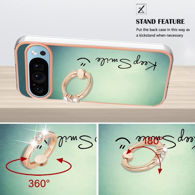 For Google Pixel 9 / 9 Pro Electroplating Dual-side IMD Phone Case with Ring Holder(Smile)