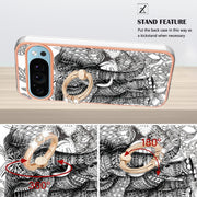 For Google Pixel 9 / 9 Pro Electroplating Dual-side IMD Phone Case with Ring Holder(Totem Elephant)