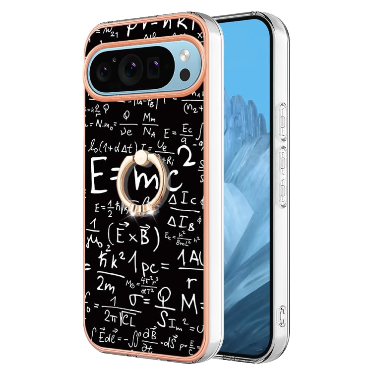 For Google Pixel 9 / 9 Pro Electroplating Dual-side IMD Phone Case with Ring Holder(Equation)