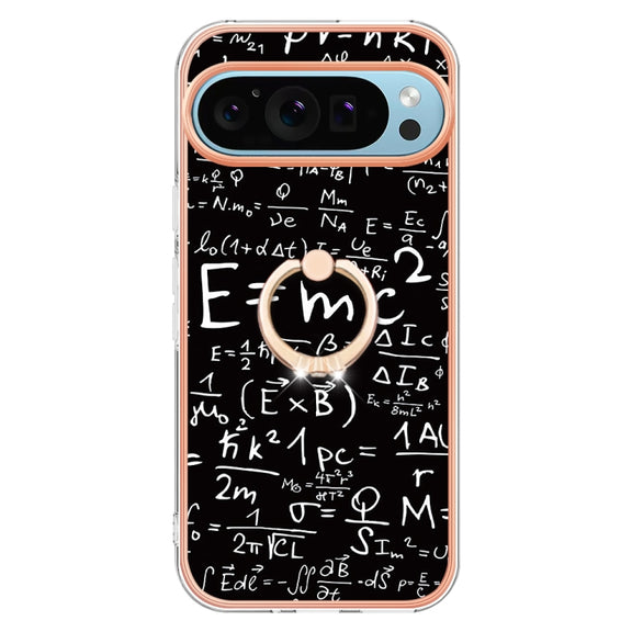 For Google Pixel 9 / 9 Pro Electroplating Dual-side IMD Phone Case with Ring Holder(Equation)