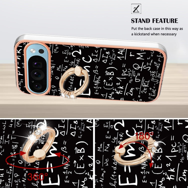 For Google Pixel 9 / 9 Pro Electroplating Dual-side IMD Phone Case with Ring Holder(Equation)