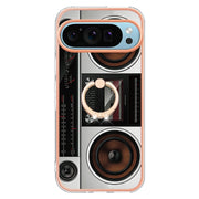For Google Pixel 9 / 9 Pro Electroplating Dual-side IMD Phone Case with Ring Holder(Retro Radio)