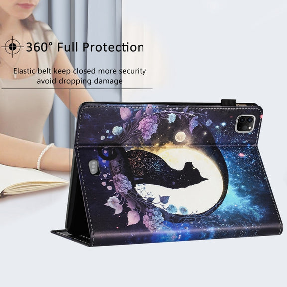 For iPad Pro 11 2024 Sewing Litchi Texture Smart Leather Tablet Case(Cat)