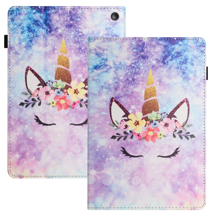For Amazon Kindle Fire HD 8 2020 2022 Sewing Litchi Texture Smart Leather Tablet Case(Smiling Face)