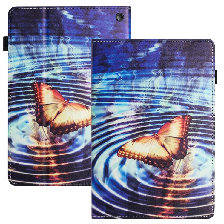 For Amazon Kindle Fire HD 8 2020 2022 Sewing Litchi Texture Smart Leather Tablet Case(Butterfly)