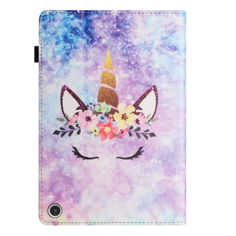 For Amazon Kindle Fire HD 10 2021 Sewing Litchi Texture Smart Leather Tablet Case(Smiling Face)