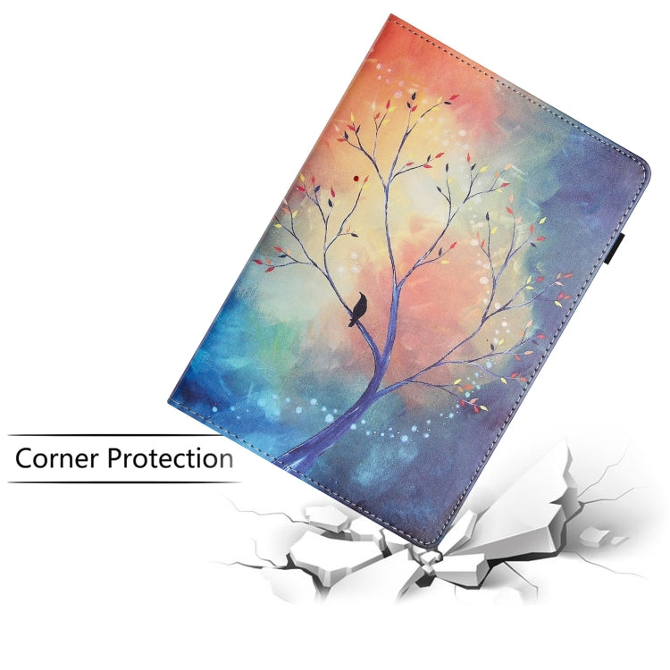 For Amazon Kindle Fire Max 11 2023 Sewing Litchi Texture Smart Leather Tablet Case(Oil Painting Tree)