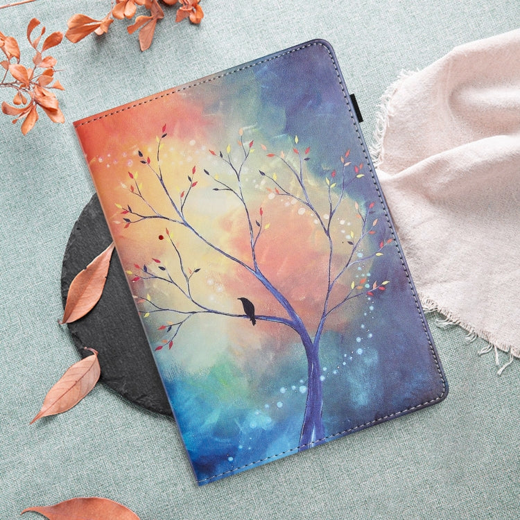 For Amazon Kindle Fire Max 11 2023 Sewing Litchi Texture Smart Leather Tablet Case(Oil Painting Tree)