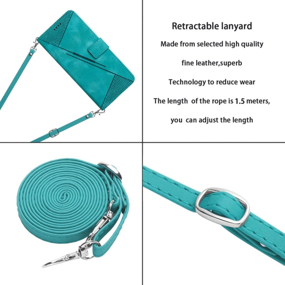 For vivo Y36 Dream Triangle Leather Phone Case with Lanyard(Green)