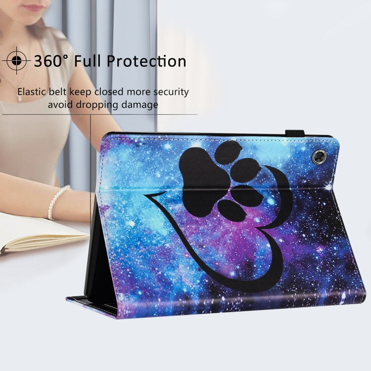 For Lenovo M10 Plus Sewing Litchi Texture Smart Leather Tablet Case(Footprint)